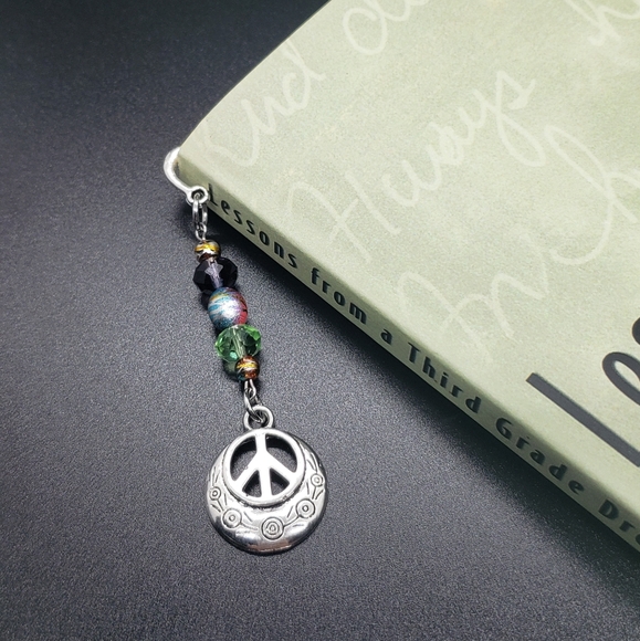 Hand Crafted Colorful Peace Sign Bookmark - Picture 3 of 4